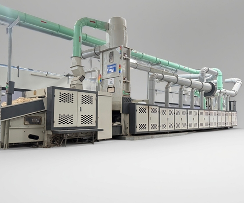 Hard textile fabric waste recycling machine line